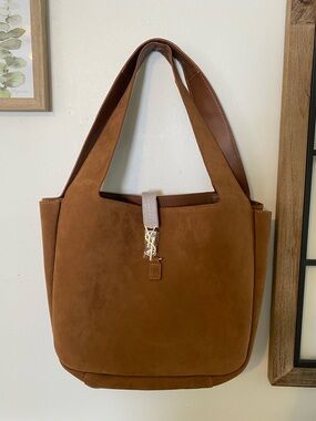 YSL Shoulder Large Brown Hobo Tote Bag